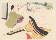 The Red Plums (chapter 43) from the album Illustrations for Genji monogatari in Fifty-Four Wood-Cut Print